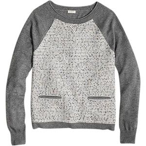 J.Crew Tweed-front Baseball Style Gray Sweater XS